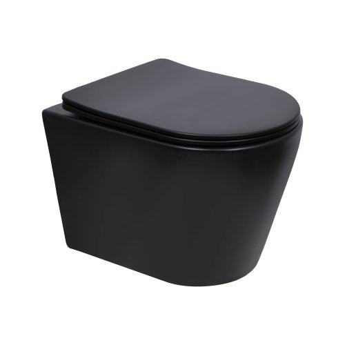 Купити Унітаз підвісний Qtap Scorpio Ultra Quiet безобідковий з сидінням Soft-close MATT BLACK QT14332380AMB в Києві vannaja.kiev.ua