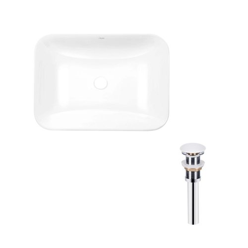 Купить Комплект Qtap Scorpio: Раковина врезная прямоугольная 610х380х150 мм White + Донный клапан PU02 в Киеве vannaja.kiev.ua