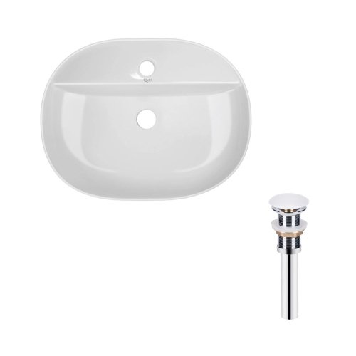 Купить Комплект Qtap Scorpio: Раковина накладная овальная 505x385x120 мм White + Донный клапан PU02 в Киеве vannaja.kiev.ua