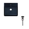 Купить Комплект Qtap Nando LT: Раковина подвесная прямоугольная 500х420х120 мм Matt Black + Донный клапан PU03O в Киеве vannaja.kiev.ua