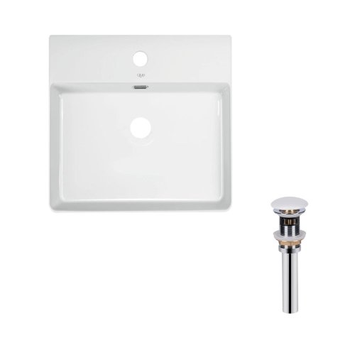 Купить Комплект Qtap Nando LT: Раковина подвесная прямоугольная 500х420х120 мм White + Донный клапан PU02O в Киеве vannaja.kiev.ua