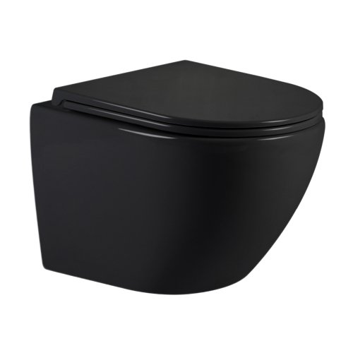 Купить Унитаз подвесной Qtap Jay Ultra Quiet 485х360х320 мм, Matt Black, сиденьем Slim Duroplast/ Soft-close/ Quick Relase QT07335177MB в Киеве vannaja.kiev.ua