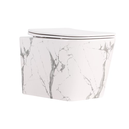 Купити Унітаз підвісний Tern Ultra Quiet 490×365×325 мм, Marble, з сидінням Slim Duroplast / Soft-close / Quick Release QT17332303ASMR Qtap в Києві vannaja.kiev.ua