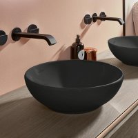 Умывальник на столешницу черный качественный 4A4800S5 Villeroy & Boch Loop&Friends 620x420 мм, с переливом CeramicPlus, Ebony 546969