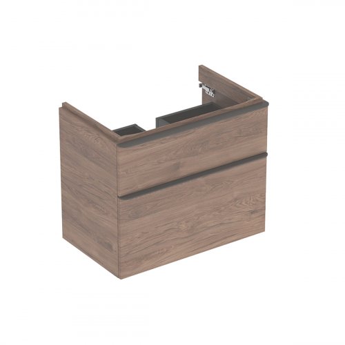 Купить Тумба под раковину подвесная с двумя ящиками 75 см Geberit 500.353.JR.1 Smyle Square, орех темный 500353JR1 в Киеве vannaja.kiev.ua