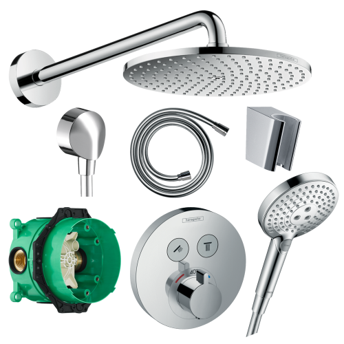 Купить Hansgrohe 15743100 Душевая система с термостатом Raidance S хром скрытого монтажа верхний душ 240 мм ручной душ 3 режима купить в Киеве vannaja.kiev.ua