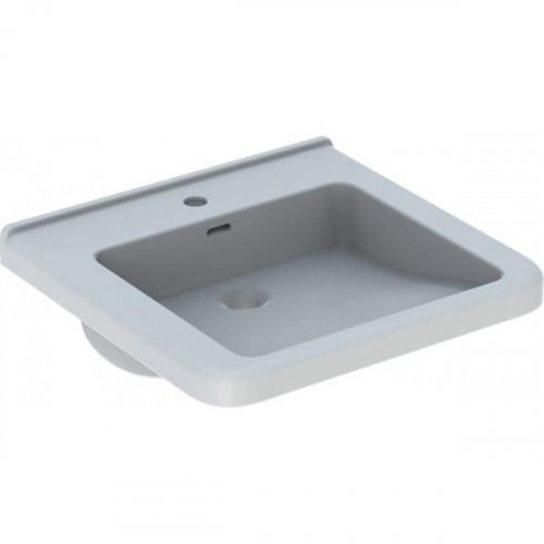 Купити сантехніка для інвалідів Київ Geberit 500.785.00.1 Selnova Comfort Square 500785001 Умивальник 55см для людей з обмеженими фізичними можливостями з 1 відп. під змішувач та переливом білий глянець в Києві vannaja.kiev.ua