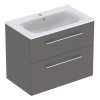 Купить комплект раковина тумба 80 см Geberit (501.241.00.1) Selnova Square slim rim умывальника со шкафчиком на два ящика цвет Лава/крашеная матовая 501241001 в Киеве vannaja.kiev.ua