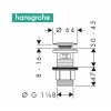 Купить Hansgrohe 50105000 Flowstar 50105 000 Донный Клапан для Раковин с Переливом Push-Open в Киеве vannaja.kiev.ua