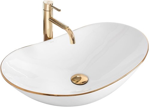 Умывальник (раковина) REA ROYAL GOLD EDGE накладной белый Купить Умывальник (раковина) REA ROYAL GOLD EDGE накладной белый в Киеве vannaja.kiev.ua