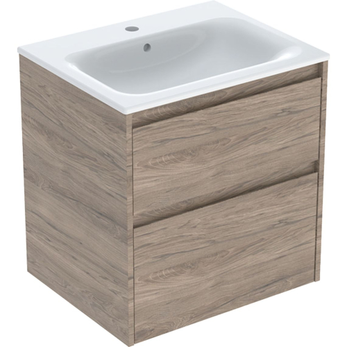 Купить Комплект встроенного умывальника Geberit Selnova Square slim rim, со шкафчиком, два ящика: 60x62 см (504.138.JR.1) в Киеве vannaja.kiev.ua