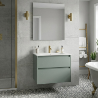 Зеленая матовая тумба с умывальником 80x62 см Geberit Selnova Square slim rim (504.139.IK.1) два ящика 504139IK1