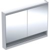 Купить Зеркальный шкаф 120см с LED подсветкой Geberit ONE 505.835.00.2 Geberit две двери с нишей Белый / Алюминий 505835002 в Киеве vannaja.kiev.ua