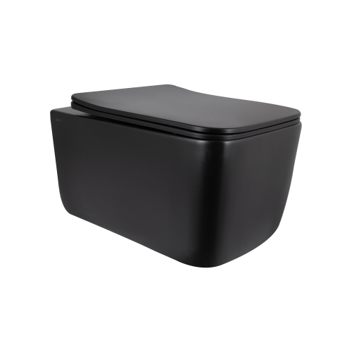Купить Унитаз подвесной черный матовый Qtap Gemini Ultra Quiet 485×340×350 мм, Matt Black, с сиденьем Slim Duroplast / Soft-close / Quick Release QTGEM28BLM50505 в Киеве vannaja.kiev.ua
