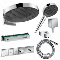 Черный матовый 32545100 Душевая система для ванной Hansgrohe Metropol ручной душ 120 мм 3 режима купить недорого однорычажный