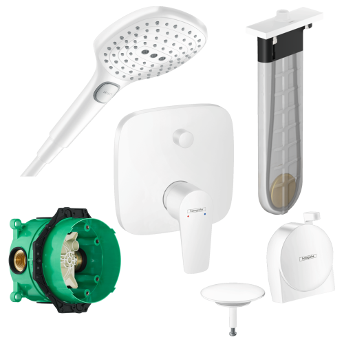 Купить Белый матовый Душевая система для ванны Hansgrohe Talis E 71745300 скрытого монтажа ручной душ 120 три режима однорычажный купить в Киеве vannaja.kiev.ua
