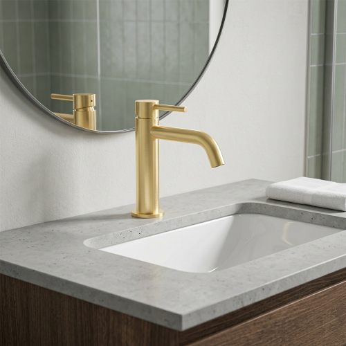 Купить Devit 550534BG Flow Смеситель для раковины кран, brushed gold (золото) в Киеве vannaja.kiev.ua