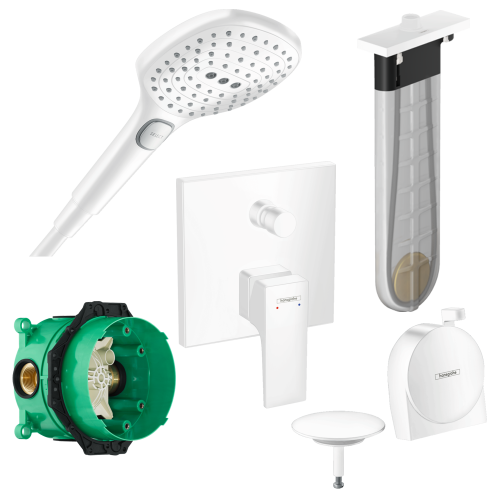 Купить Душевая система 32545300 для ванны Hansgrohe Metropol белый матовый однорычажный скрытого монтажа купить душевая лейка 120 мм 3 режима в Киеве vannaja.kiev.ua