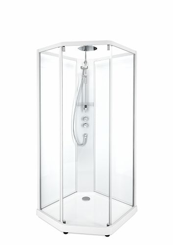Купити Купити душову кабіну IDO 558.124.00.1 SHOWERAMA 10-5 Comfort 558124001 П'ятикутна 90 * 90см сріблястий, прозоре скло / матове скло в Києві vannaja.kiev.ua