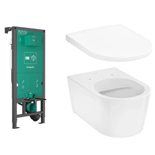 Комплект унітаза підвісного Hansgrohe EluPura S з інсталяцією iFrame, білий (60301200) Купити Комплект унітаза підвісного Hansgrohe EluPura S з інсталяцією iFrame, білий (60301200) в Києві vannaja.kiev.ua