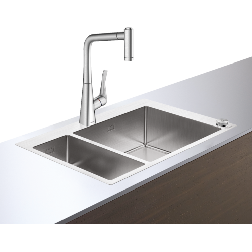 Купить Кухонный комплект Hansgrohe 43210800 C71 C71-F655-04 мойка на две чаши нержавеющая сталь со смесителем однорычажный хром купить в Киеве vannaja.kiev.ua