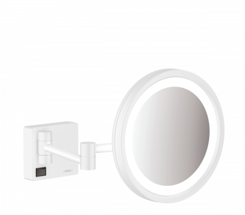 Купить Красивое зеркало для бритья hansgrohe AddStoris с подсветкой LED 41790700 белый матовый косметическое в Киеве vannaja.kiev.ua