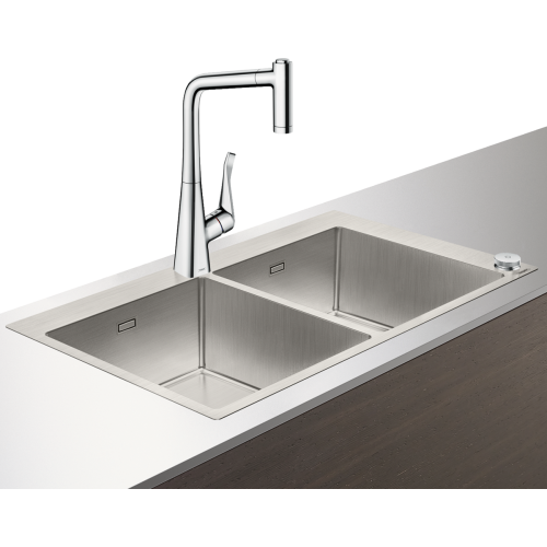Купить Купить недорого 43211000 Кухонный комплект hansgrohe C71 C71-F765-05 мойка две чаши нержавеющая сталь со смесителем хром однорычажный высокий в Киеве vannaja.kiev.ua