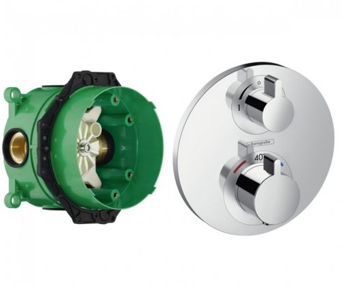 Купити Придбати 15758000 + 01800180 Змішувач із термостатом Hansgrohe Ecostat S хром із прихованою частиною IBOX Universal в Києві vannaja.kiev.ua