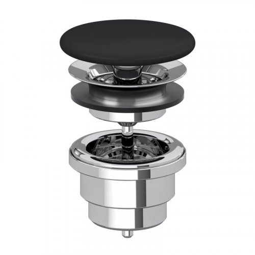 Купить черный матовый Донный клапан Villeroy & Boch 680800S5 Ebony незакрывающийся сливной клапан с плоской керамической крышкой в Киеве vannaja.kiev.ua