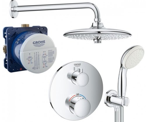 Купить Набор для комплектации Система душевая с термостатом GROHE GROHTHERM 34614SC5 Верхний душ 260 мм хром купить в Киеве vannaja.kiev.ua
