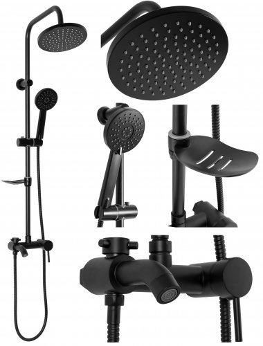 Купить Душевой гарнитур REA LUIS BLACK черный с мыльницей в Киеве vannaja.kiev.ua