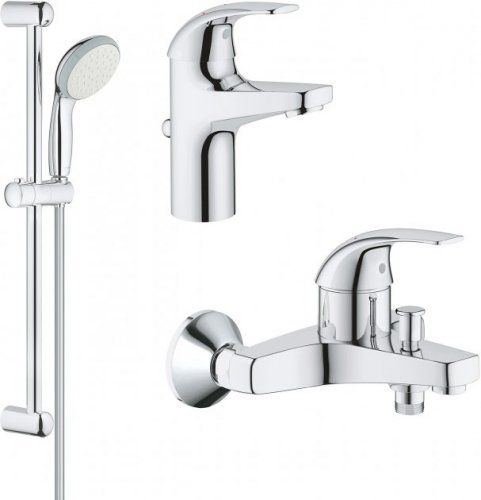 Купить Набор смесителей Grohe Start Loop 23765007 3 в 1 для ванны с душевой лейкой 100 мм смеситель для раковины однорычажный хром купить в Киеве в Киеве vannaja.kiev.ua
