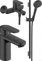 Набор черных матовых смесителей для ванны 20230001 Vernis Blend 3 в 1 hansgrohe (71551670, 71440670, 26423670)