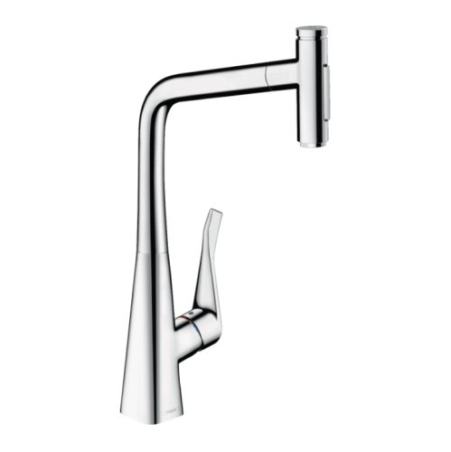 Змішувач для кухні Hansgrohe Metris Select 320 2jet sBox з витяжним душем, хром (73816000) Купити Змішувач для кухні Hansgrohe Metris Select 320 2jet sBox з витяжним душем, хром (73816000) в Києві vannaja.kiev.ua