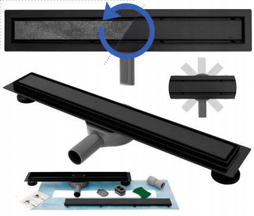 Трап для душа REA NEO PRO BLACK 2в1 черный 100 см Купить Трап для душа REA NEO PRO BLACK 2в1 черный 100 см в Киеве vannaja.kiev.ua