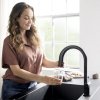 Купить черный матовый смеситель с фильтрацией с выдвижным изливом Hansgrohe 76826670 Aqittura M91 1jet sBox высокий в Киеве vannaja.kiev.ua