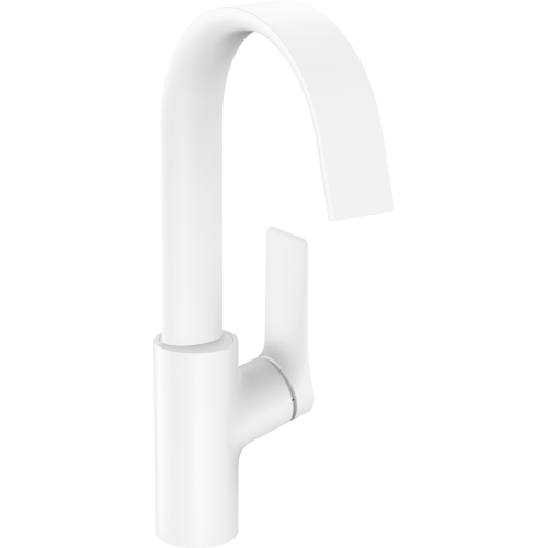 Купить Смеситель hansgrohe Vivenis для раковины 75030700 с сливным гарнитуром белый матовый высокий с плоским изливом в Киеве vannaja.kiev.ua