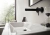 Купить Настенный 76051670 Смеситель для умывальника Hansgrohe Finoris 174 мм на 2 отверстия черный матовый однорычажный в Киеве vannaja.kiev.ua