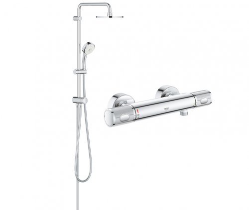Купити Душова система 27394002 Grohe New Tempesta Cosmopolitan хром верхній душ 2 режими 200 мм + 34776000 термостат для душу Grohe Grohtherm 1000 Performance в Києві vannaja.kiev.ua
