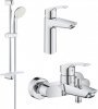 Купити Grohe Eurosmart New набір для ванни 3 в 1 123246ME (23324003 + 33300003 + 27926001) хром одноважільний купити в Києві душова лійка 100 мм 2 режиму UA123246M0 в Києві vannaja.kiev.ua