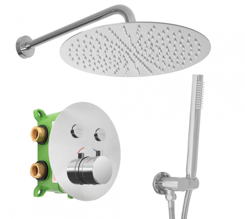 Душевой гарнитур REA LUNGO MILER + BOX CHROME хром с термостатом Купить Душевой гарнитур REA LUNGO MILER + BOX CHROME хром с термостатом в Киеве vannaja.kiev.ua