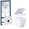Купить Инсталляция GROHE Rapid SL 4 в 1 с унитазом GROHE Euro Ceramic белый подвесной с сиденьем Soft Close 39328CB0 Смывная клавиша Grohe хром купить недорого в Киеве vannaja.kiev.ua