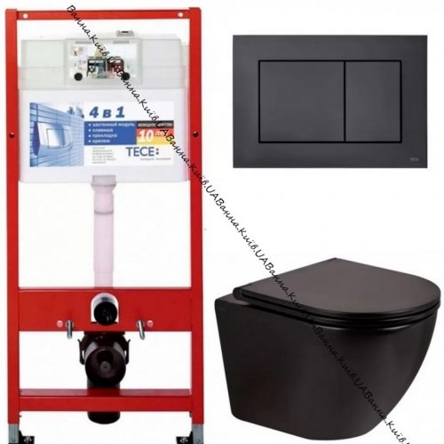 Черный унитаз с инсталляцией Tece 9400001+9240407+QT1333046ERMB Qtap Robin Rimless TECE Купить Черный унитаз с инсталляцией Tece 9400001+9240407+QT1333046ERMB Qtap Robin Rimless TECE в Киеве vannaja.kiev.ua