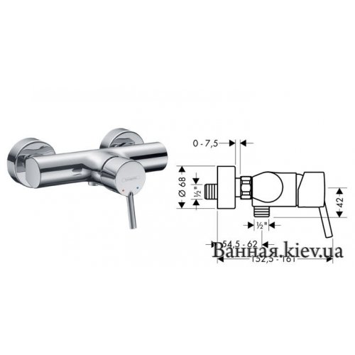HANSGROHE 32620000 Talis S 32620 Змішувачі в душову кабіну (хром) Німеччина Купити HANSGROHE 32620000 Talis S 32620 Змішувачі в душову кабіну (хром) Німеччина в Києві vannaja.kiev.ua