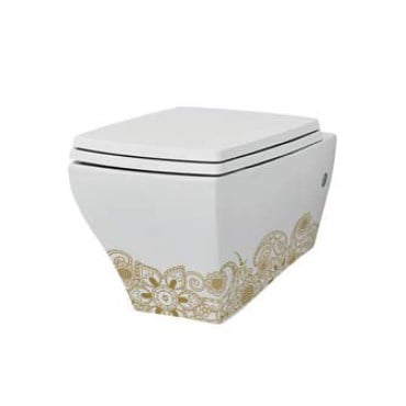 Купить Подвесной унитаз Artceram Jazz, white glossy/gold (JZV001 01; 15) в Киеве vannaja.kiev.ua