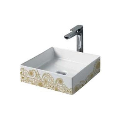 Купить Керамическая раковина 38 см Artceram Scalino, white glossy/gold (SCL001 01; 15) в Киеве vannaja.kiev.ua