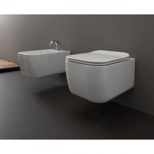 Купить GSG Brio Квадратный Подвесной унитаз без обода BRWCSO+BRCOPRSLTICR 52,5 см + крышкаsoft-close slim rimless Smart Clean flushing в Киеве vannaja.kiev.ua