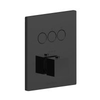 З термостатом душова система чорна матова Kit Compact-T Quadro B Nero Paffoni верхнім та ручним душем, зливом