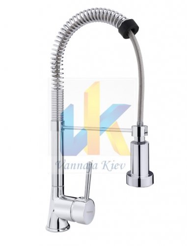 Купить кухонный кран со шлангом EmmEvi CR45010 смеситель Piper кухня на пружине хром купить в Киеве Украине  в Киеве vannaja.kiev.ua