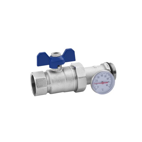 Кран коллекторный Karro 1" прямой с термометром KR-88146. Купить Кран коллекторный Karro 1" прямой с термометром KR-88146. в Киеве vannaja.kiev.ua